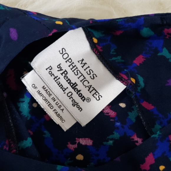 VGUC Vintage Miss Sophisticates by Pendleton Geometric Spring Blue Pink Size M-L - Picture 10 of 10